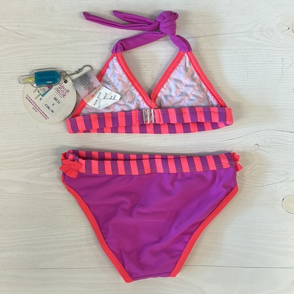 NWT deux par deux Vivid Pink Ribbon Triangle Bikini - Picture 4 of 7